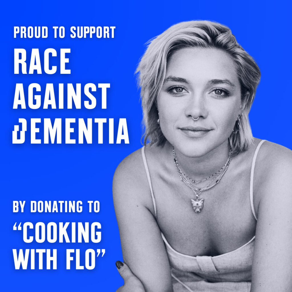 proud to support florence pugh's fundraiser "cooking with flo"