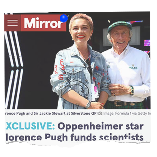 Oppenheimer star Florence Pugh funds scientists trying to find cure for 'silent killer' Florence Pugh was inspired to help fund a team of scientists trying to find a cure for dementia after meeting Sir Jackie Stewart's wife, who needs 24-hour care at home